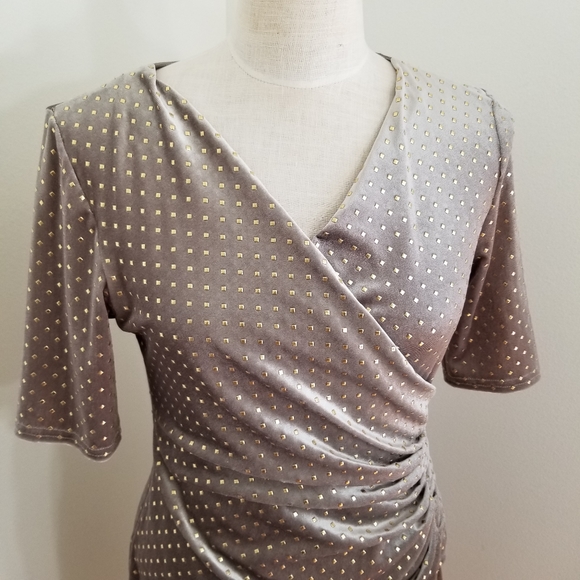 Joseph Ribkoff Studded Velour Side Cinched Dress Size 10 - Picture 4 of 16